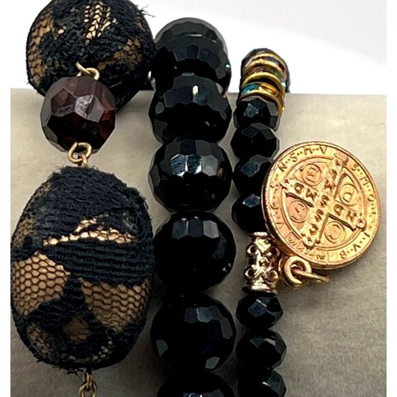 Vintage-Style Beaded Jewelry Set - Elegant Necklace & Three Bracelets - Picture 10 of 13